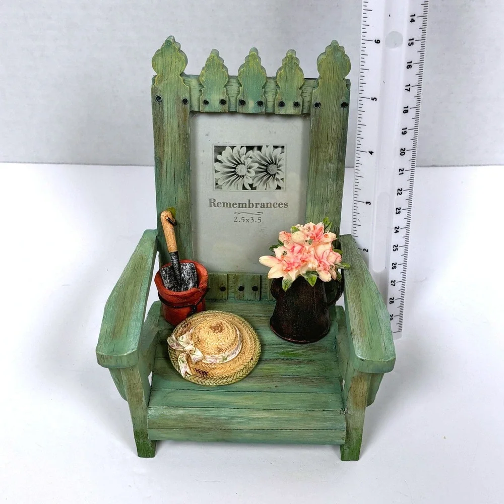 Vtg 90s Country Garden Adirondack Chair PhotoFrame Cottagecore Whimsical Fairy